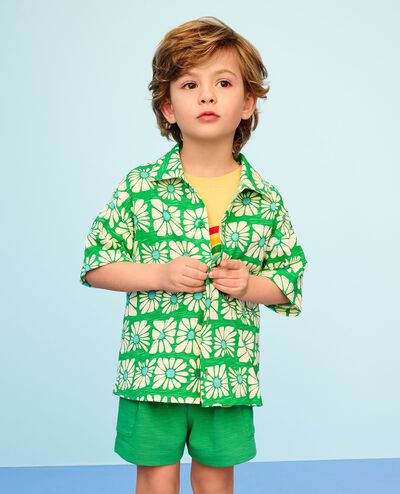 Oversized Button Up Shirt in Funky Floral on Island Green - main