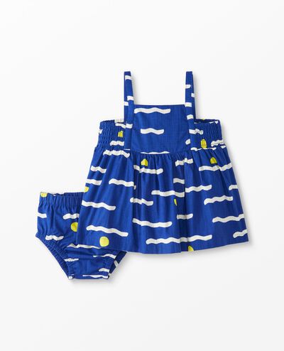 Baby Sleeveless Poplin Dress & Bloomers Set in Mellow Waves - main