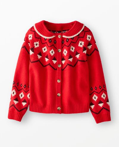 Women's Fair Isle Cardigan in Red Fair Isle - main