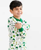 Peanuts St. Patrick's Day Long Johns In Organic Cotton in Snoopy Shamrock White - main