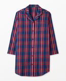 Women's Holiday Flannel Nightshirt in Navy Plaid - main