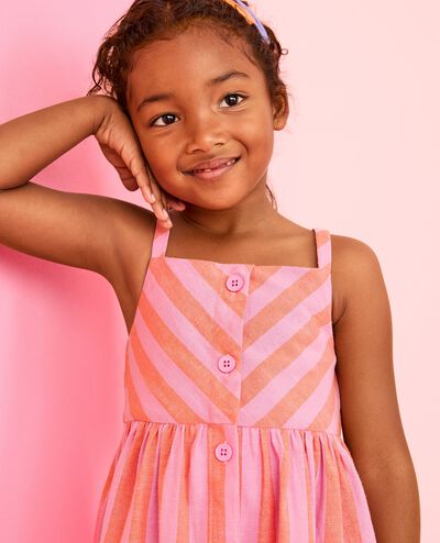 Sleeveless Linen Midi Dress with Pockets in Echinacea/Sun Fire - main