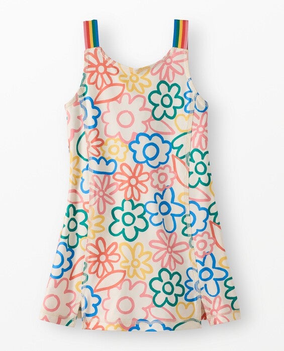 Girls' Multicolored Sketched Floral Active UV Skort Dress - Size Little Kids 5 by Hanna Andersson