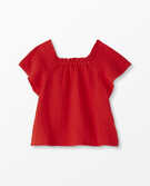Flowy Top In Cotton Muslin in Tangy Red - main
