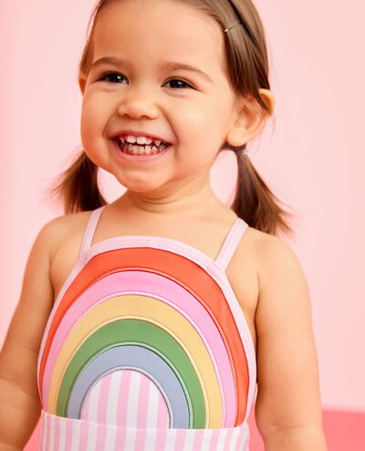 Baby One-Piece Rainbow Swimsuit in Pink Rainbow - main