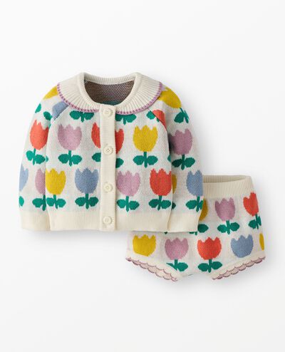 Baby Cardigan Sweater & Bloomers Set in Rainbow Tulips - main