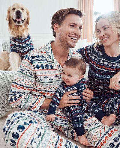 Adult STAR WARS™ Holiday Flannel Pajama Top in Ecru Star Wars Fairisle - main