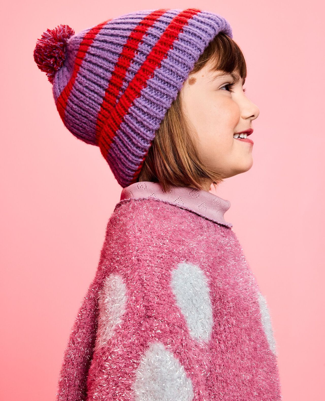 Sparkle Dot Sweater & Wide Leg Pants Set in Sparkle Dot on Fuchsia Pink - main