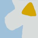 Baby Dress & Leggings Set in Ecru and Yellow Flower on Blue - swatch