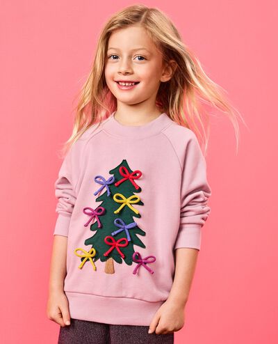 Holiday French Terry Graphic Sweatshirt in Multi Bows on Tree - main