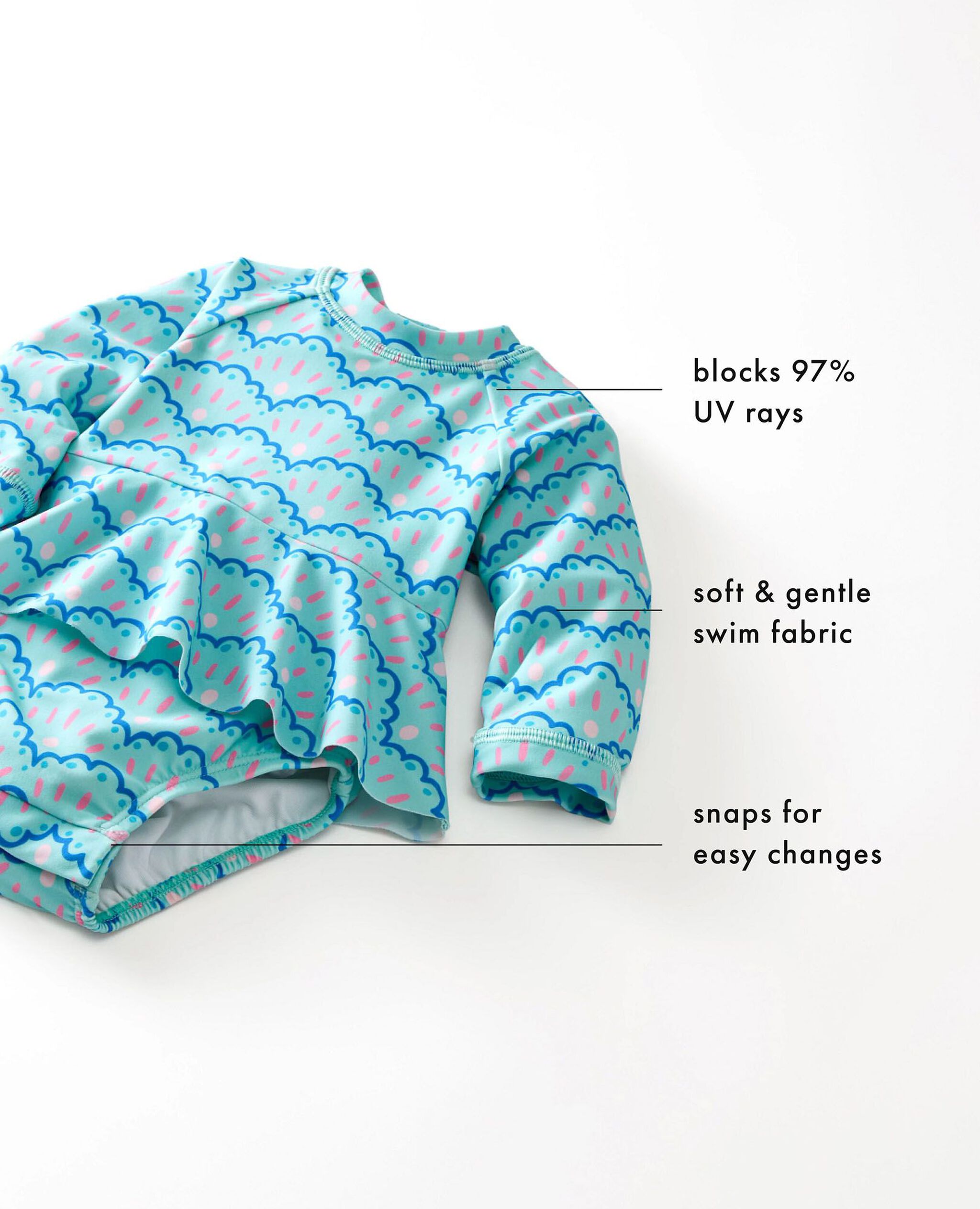 Baby One-Piece Skirted Rashguard Swimsuit in Ecru Multi Stripe - main