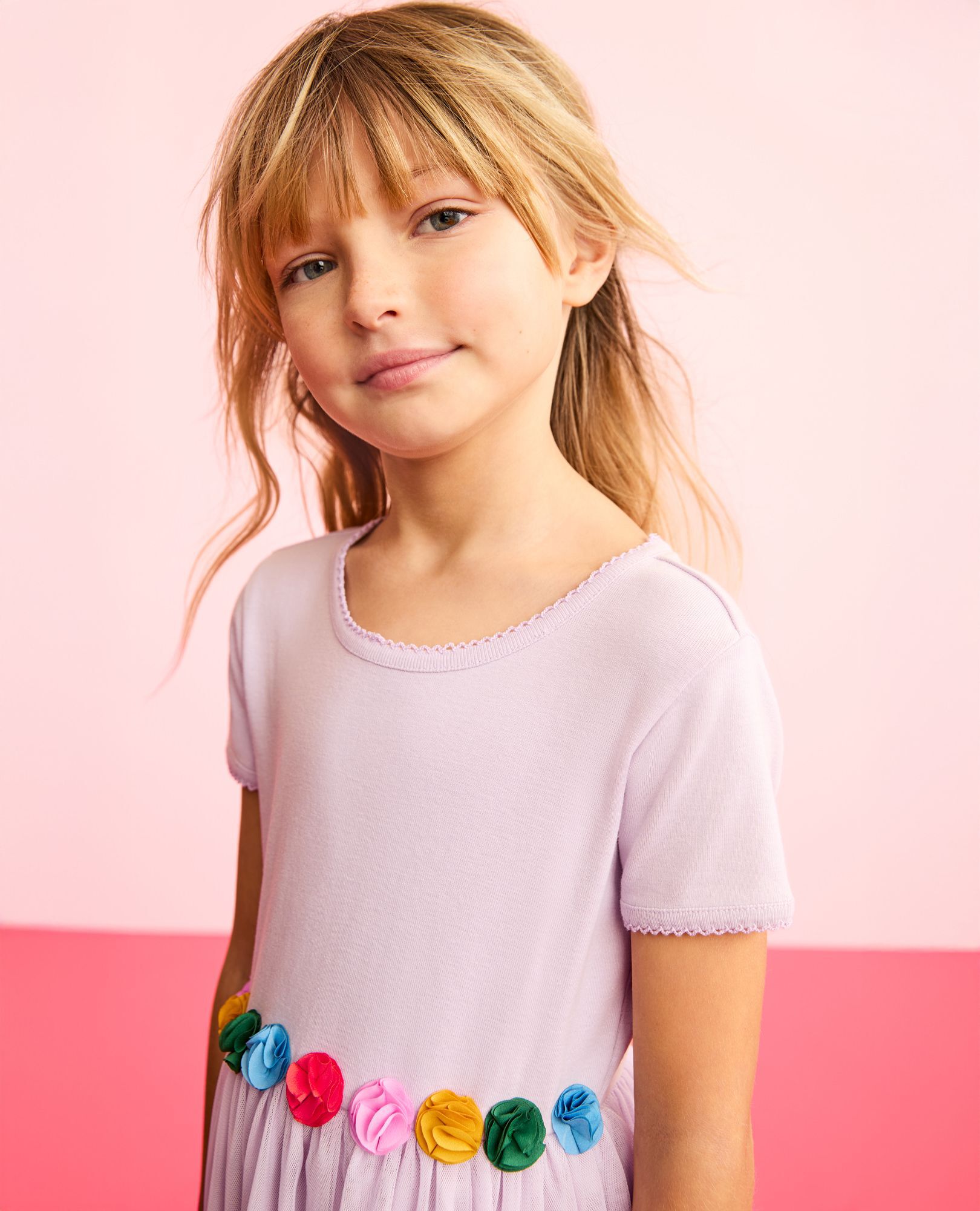 Tulle Flower Waist Dress in Orchid Hush - main