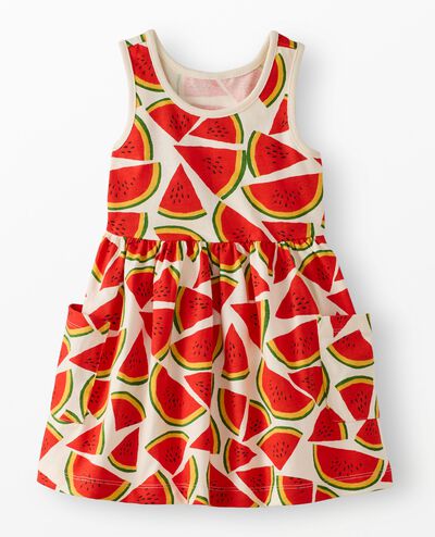 Sleeveless Playground Dress with Pockets in Red Watermelon Slices - main