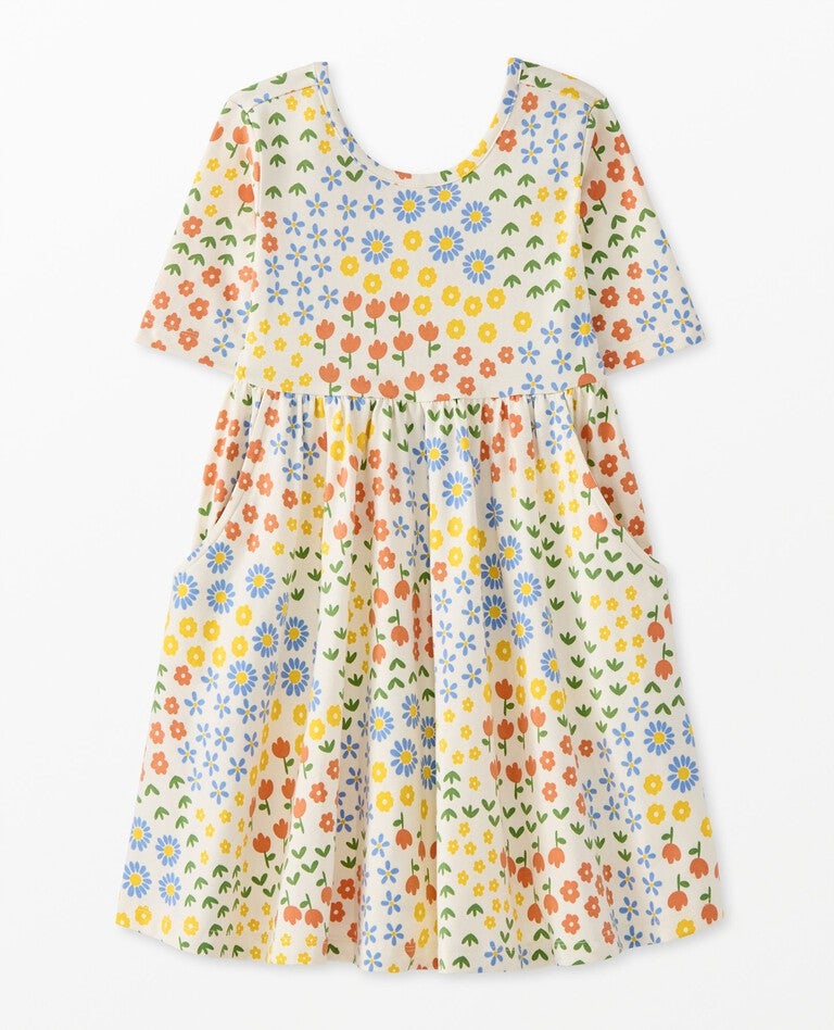 Skater Dress with Pockets in Wildflowers on Ecru - main