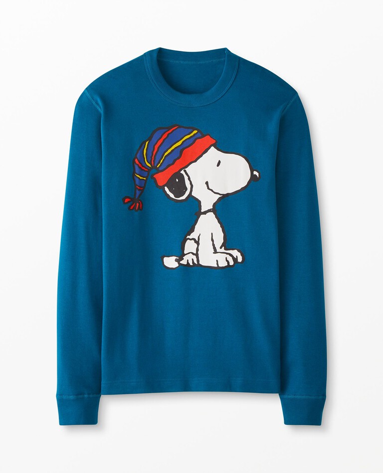 Adult Peanuts Holiday Long John Pajama Top in Winter Snoopy - main