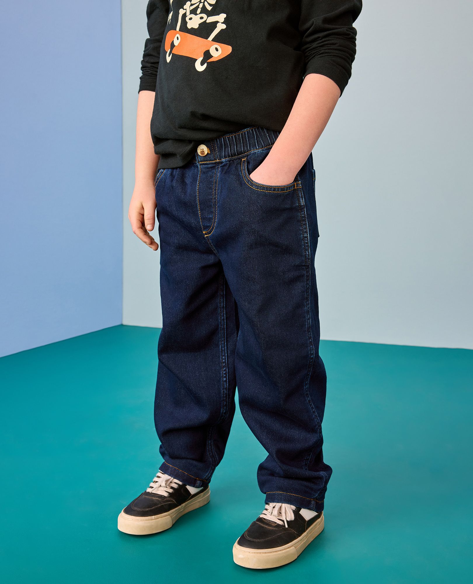 Supersoft Denim Barrel Pants in Dark Wash Denim - main
