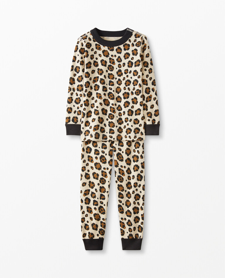 Long John Pajamas In Organic Cotton in Leopard Print - main