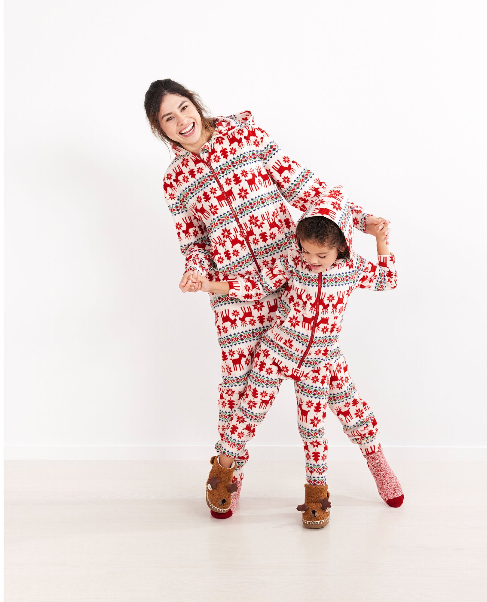 Adult Dear Deer Marshmallow Fleece Jumpsuit in Dear Deer - main