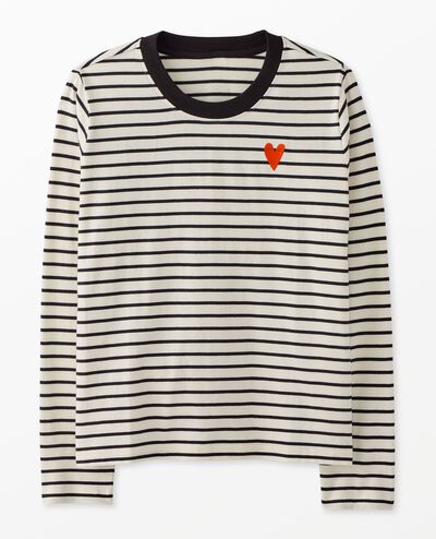 Women's Striped Heart Long Sleeve T-Shirt in Happy Heart - main