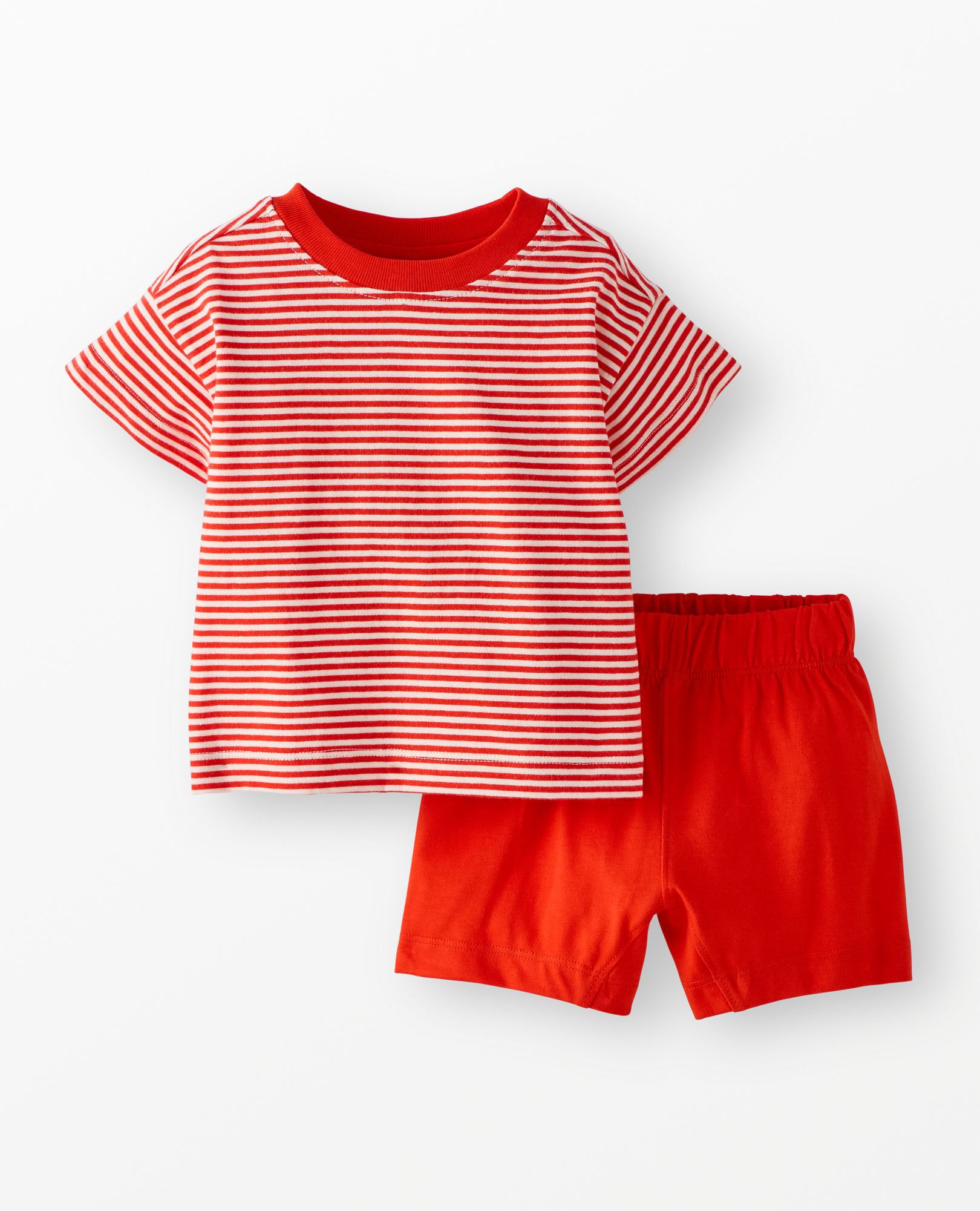 Baby Striped T-Shirt & Shorts Set in Tangy Red/Ecru - main