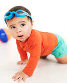 Baby Rash Guard & Knit Swim Shorts Set in Out Of The Blue - main