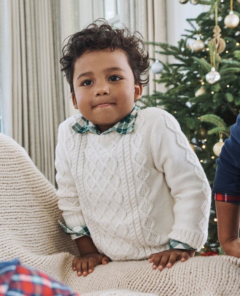 Cable Knit Sweater in Ecru - main