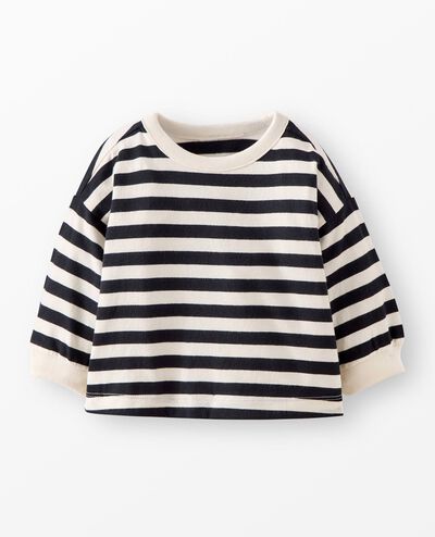 Baby Balloon Sleeve Oversized T-Shirt in Black/Ecru - main