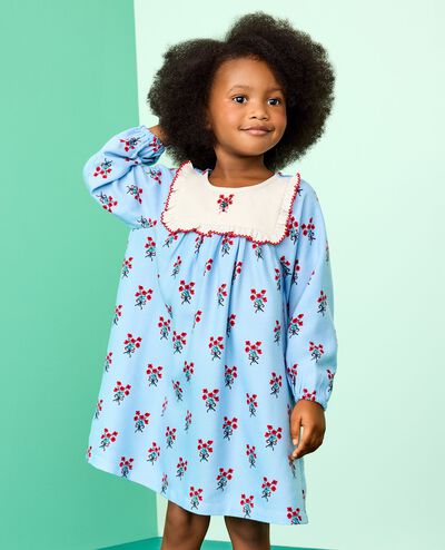 Holiday Flannel Bib Nightgown in Bouquets on Powder Blue - main