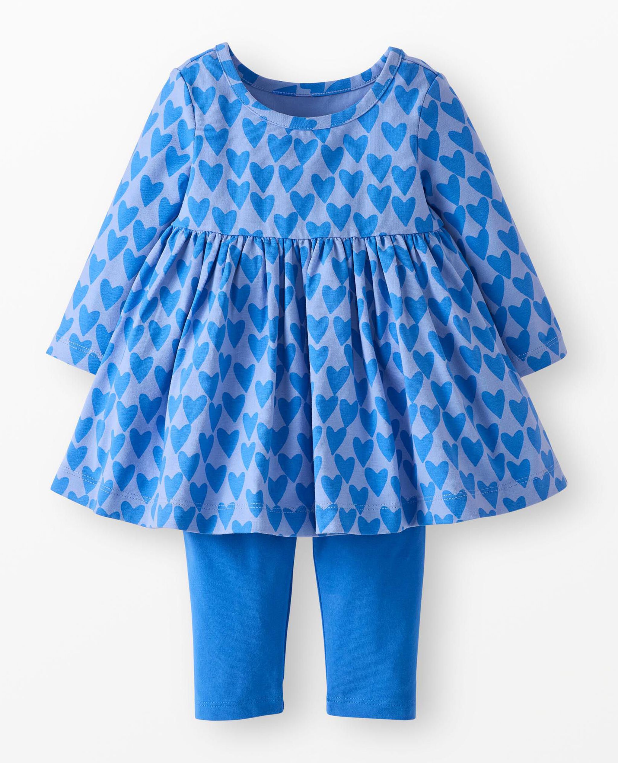 Baby Long Sleeve Skater Dress & Leggings Set in Hearts on Grapemist - main