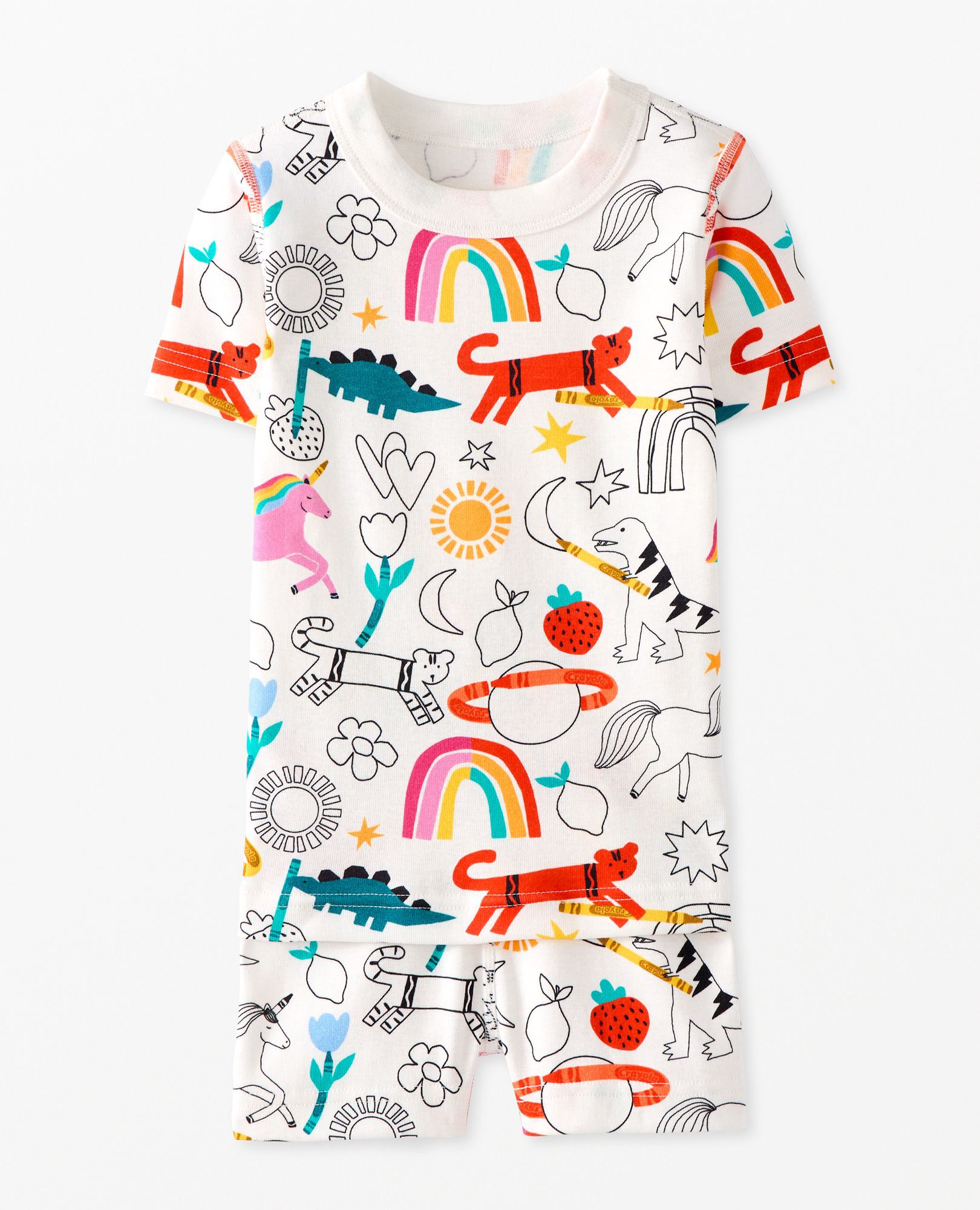 Kids Crayola® Color Your Dreams Short John Pajama Set in Color-In Animals - main