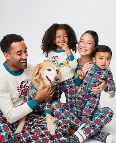 Women's Disney Mickey Mouse Holiday Long John Pajama Pants in Mickey Holiday Plaid - main