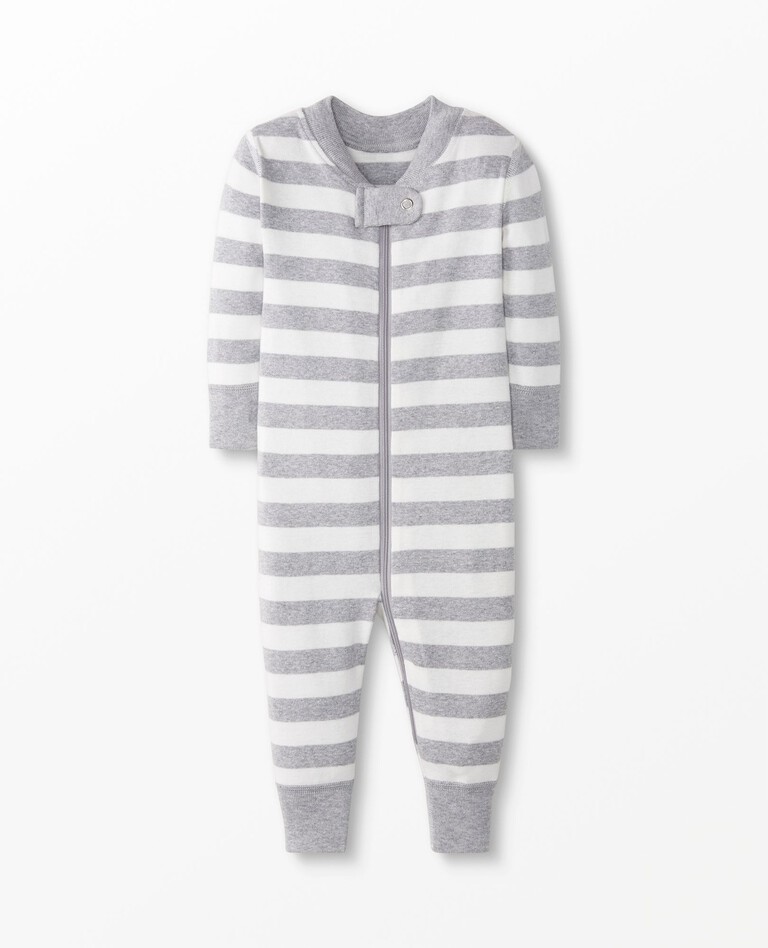 Baby Striped Zip Sleeper in Heather Grey/Hanna White - main