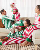 Red & Green Stripe Matching Family Pajamas​ in  - main