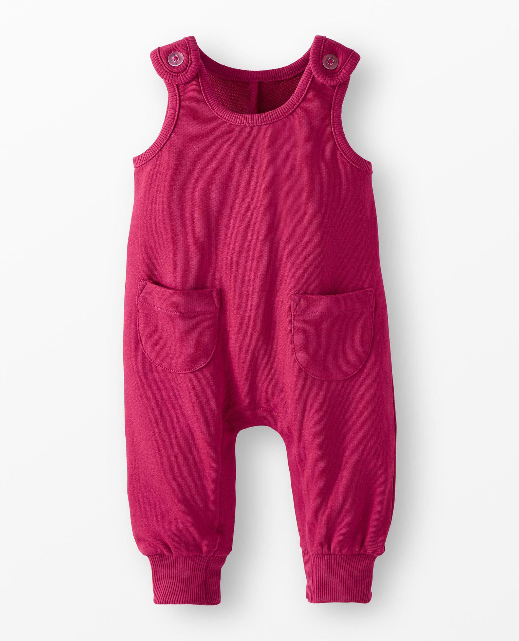 Baby French Terry Overalls in Raspberry - main