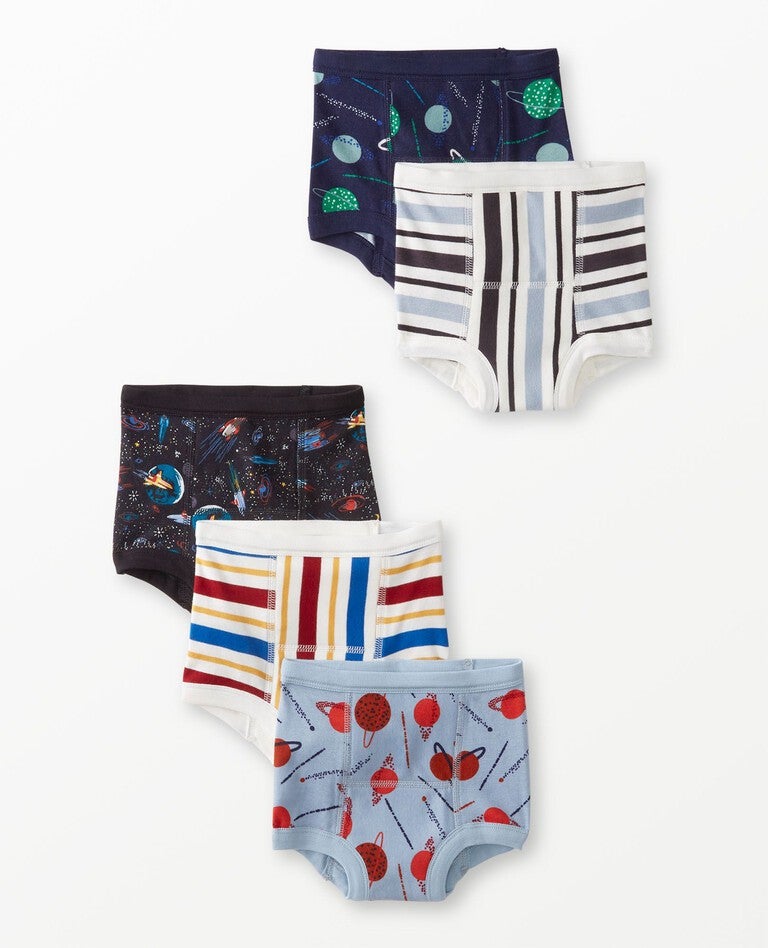 5-Pack Organic Cotton Training Underwear in Space and Stripe Trainers - main