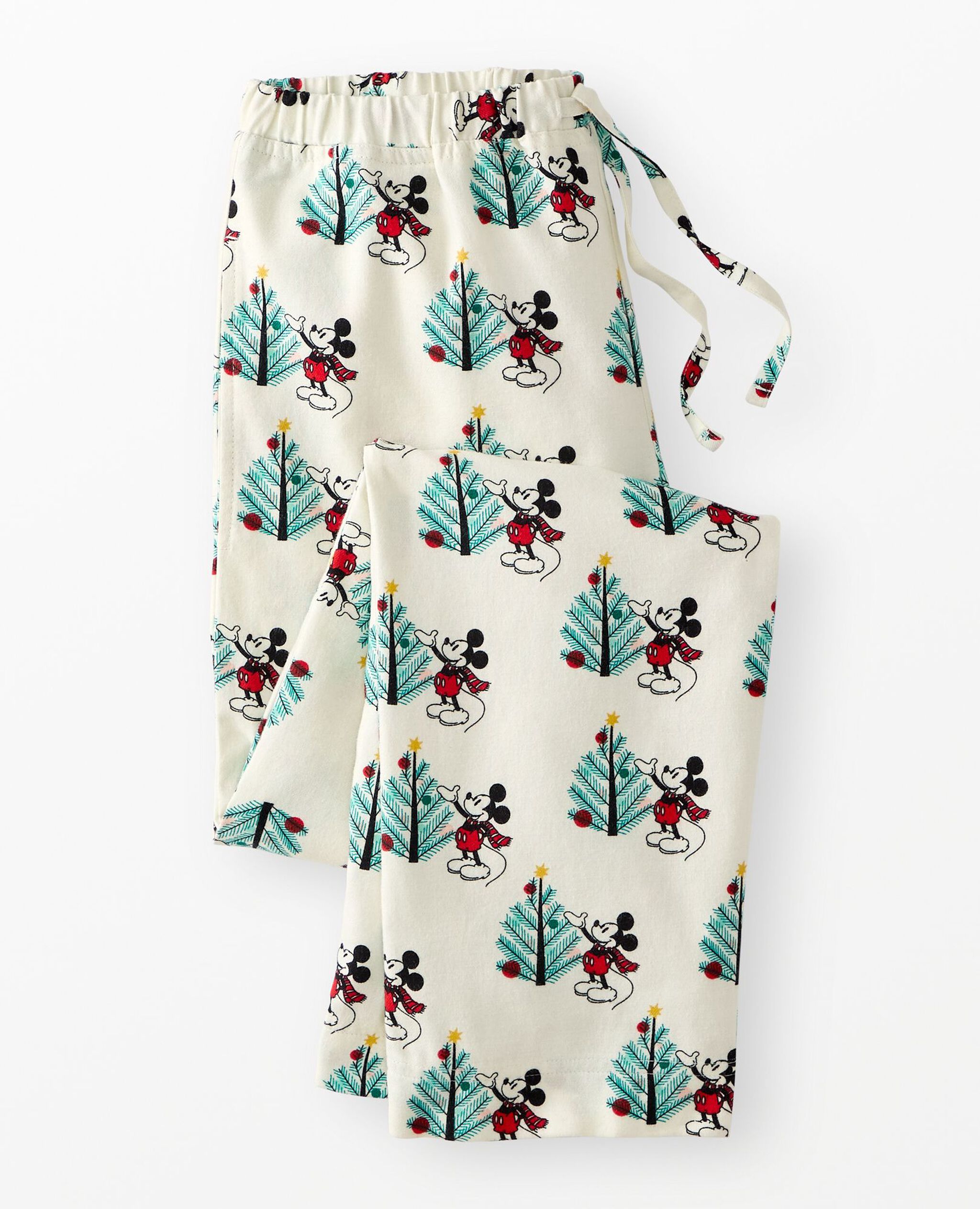 Adult Disney Mickey Mouse Holiday Flannel Pajama Pants in Christmas Mickey on Ecru - main