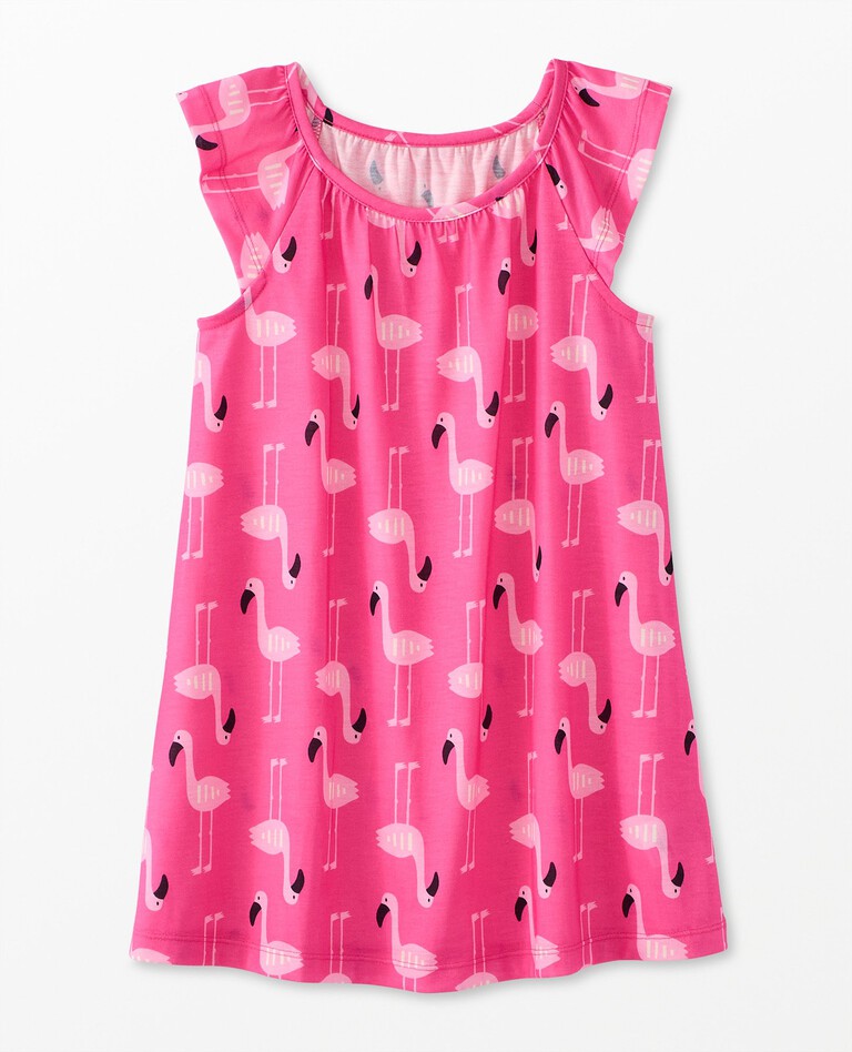Short Sleeve Nightgown in Flamingo Lagoon on Pink Flash - main