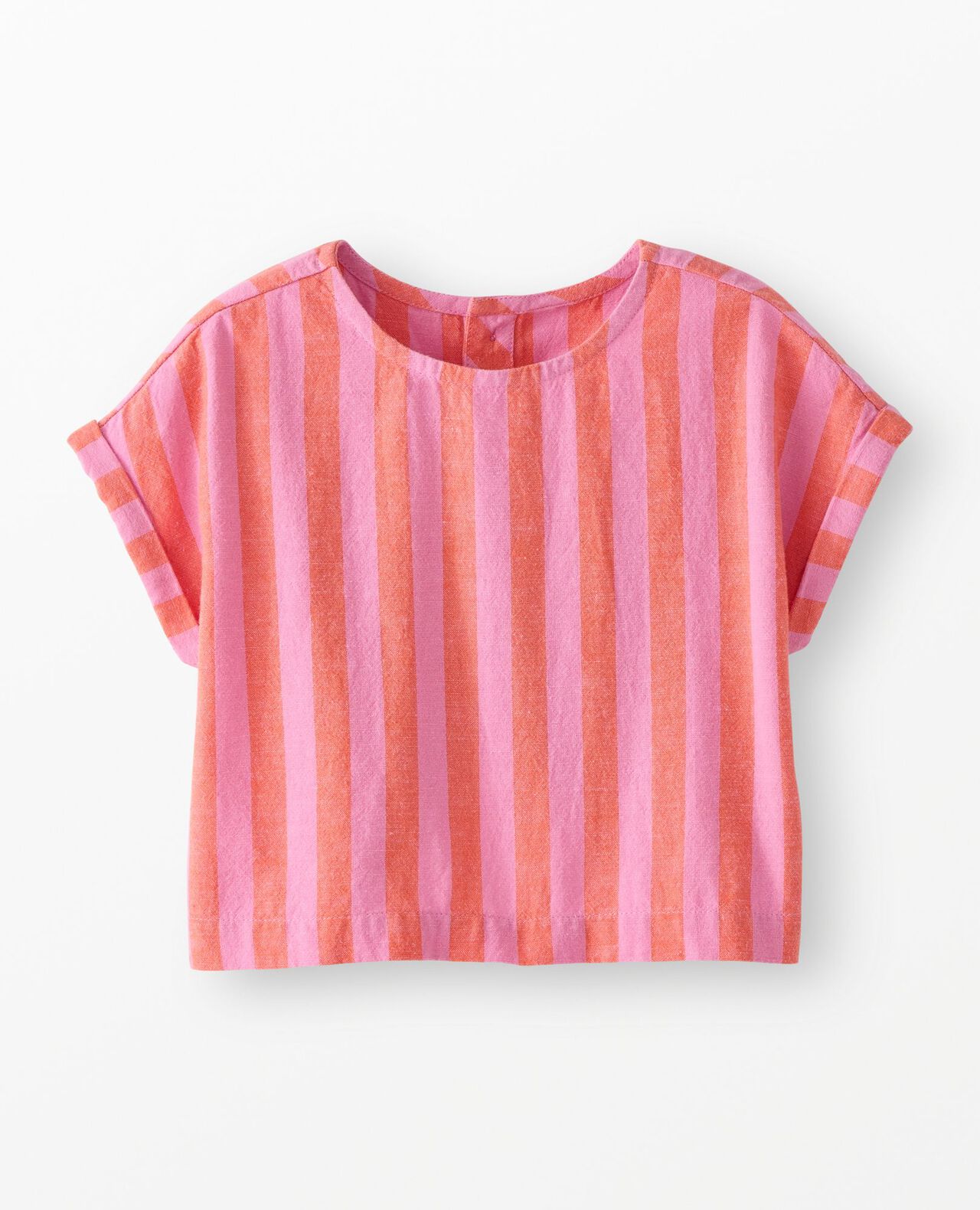 Dolman Sleeve Linen Crossback Top in Echinacea/Sun Fire - main