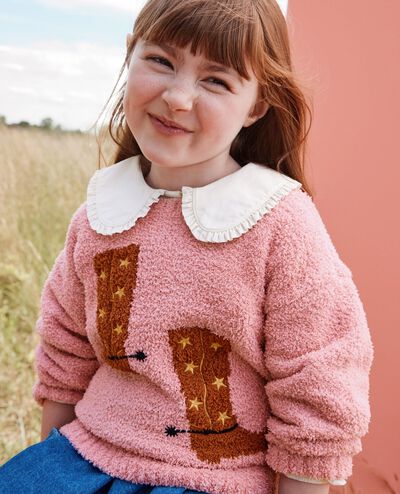 Marshmallow Graphic Sweater in Powdered Rose - main