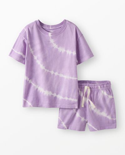 Relaxed Fit Tie-Dye T-Shirt & Shorts Set in Purple/White Tie Dye - main