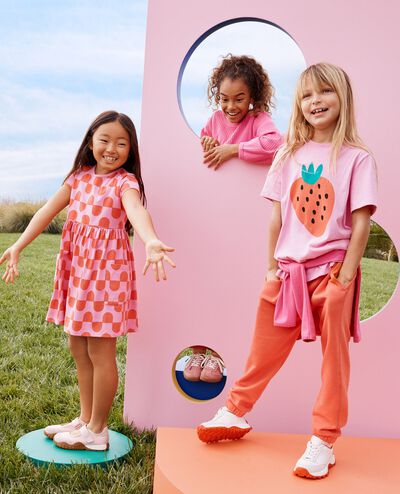 Playground Dress with Pockets in Pink Spring Geo - main