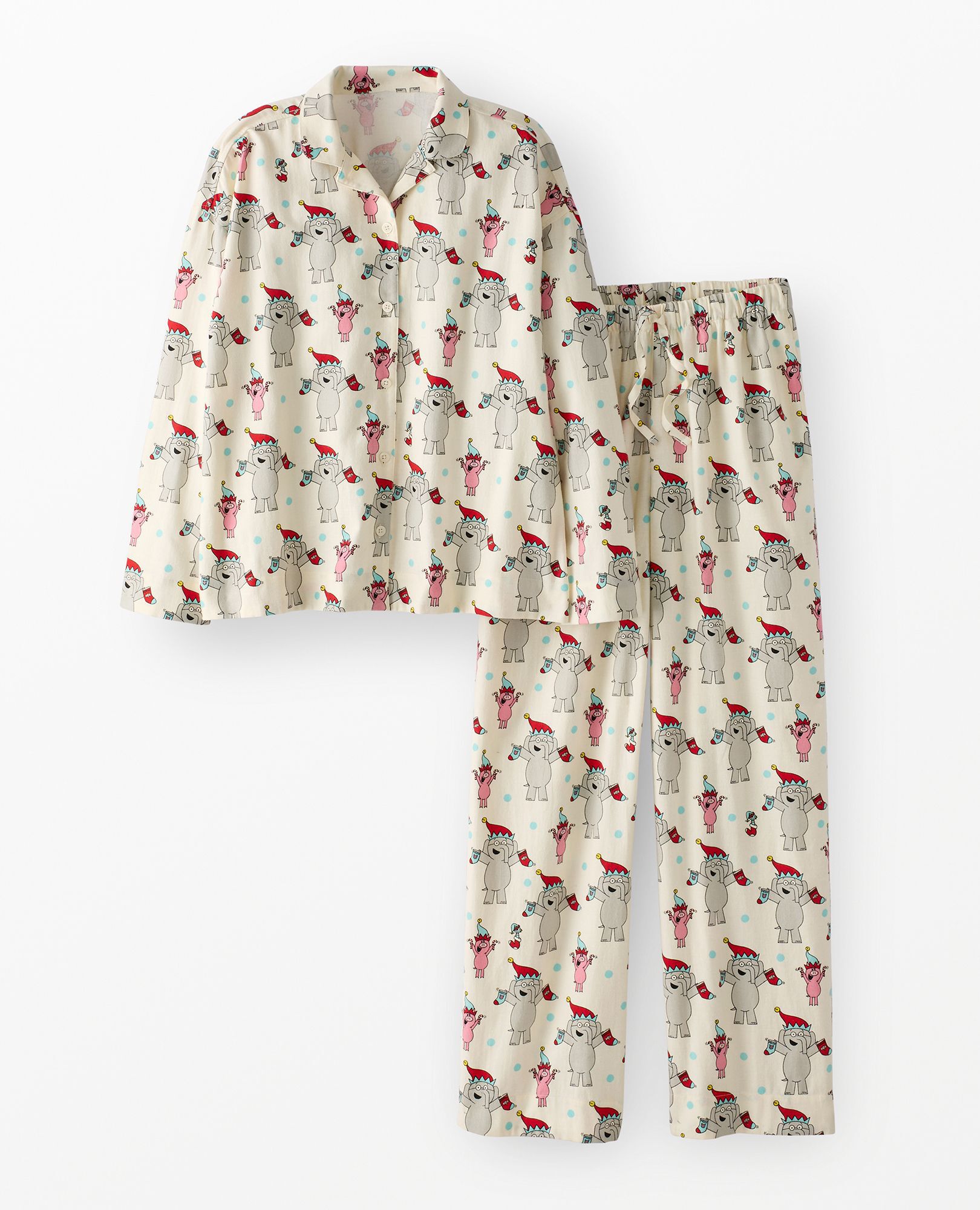 Women's Elephant & Piggie Holiday Flannel Pajama Set in Hidden Pigeon Holiday - main