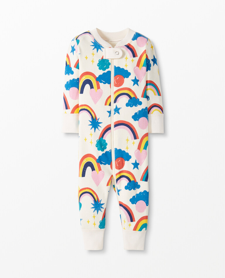 Rainbow Stripe Baby Zip Sleeper In Organic Cotton in Storytime Rainbow - main
