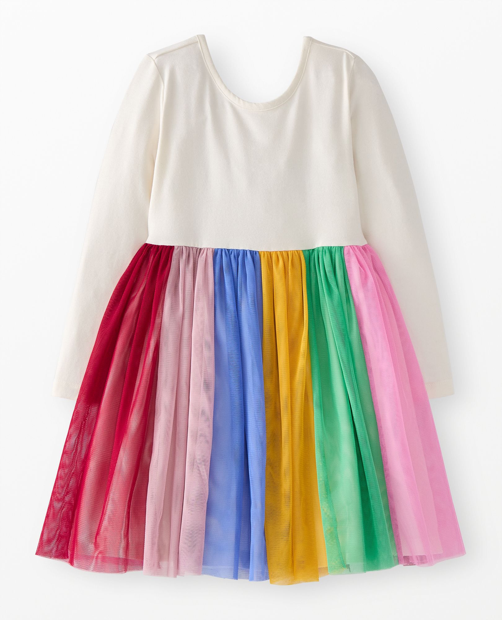 Long Sleeve Tulle Rainbow Dress in Ecru Rainbow - main