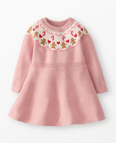 Baby Holiday Sweater Dress in Gingerbread Fair Isle - main