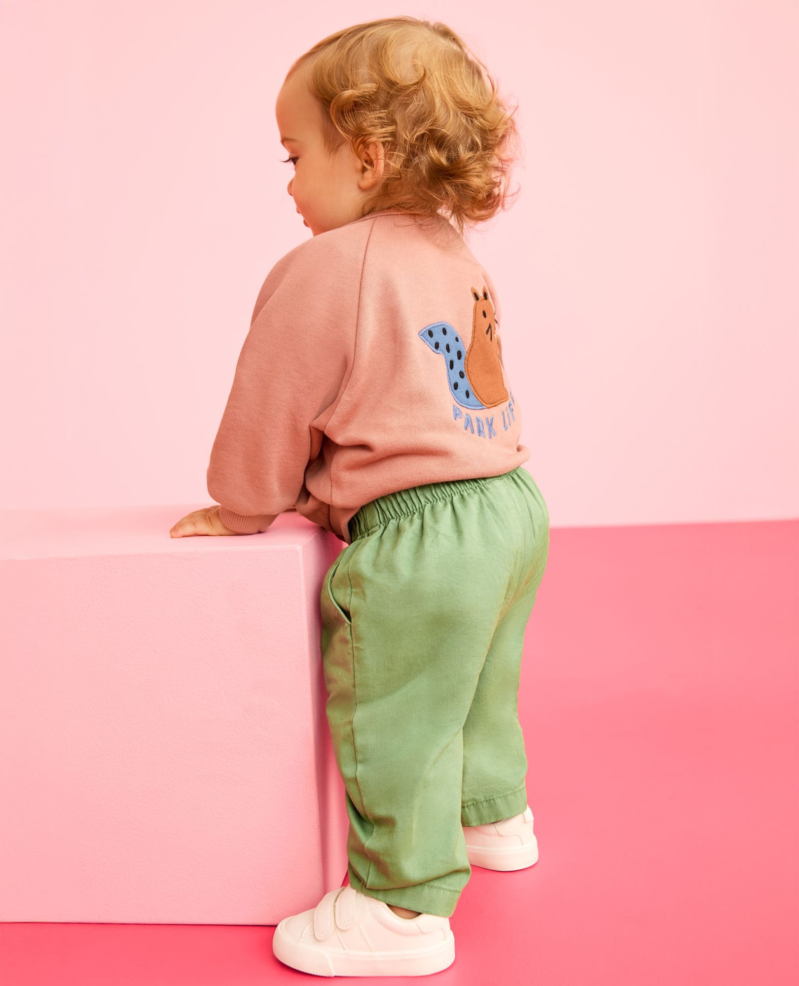 Baby Twill Barrel Pants in Stone Green - main
