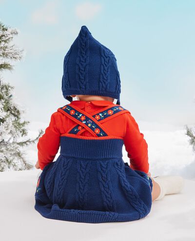 Baby Sweater Dress & Hat Set in Navy Blue - main