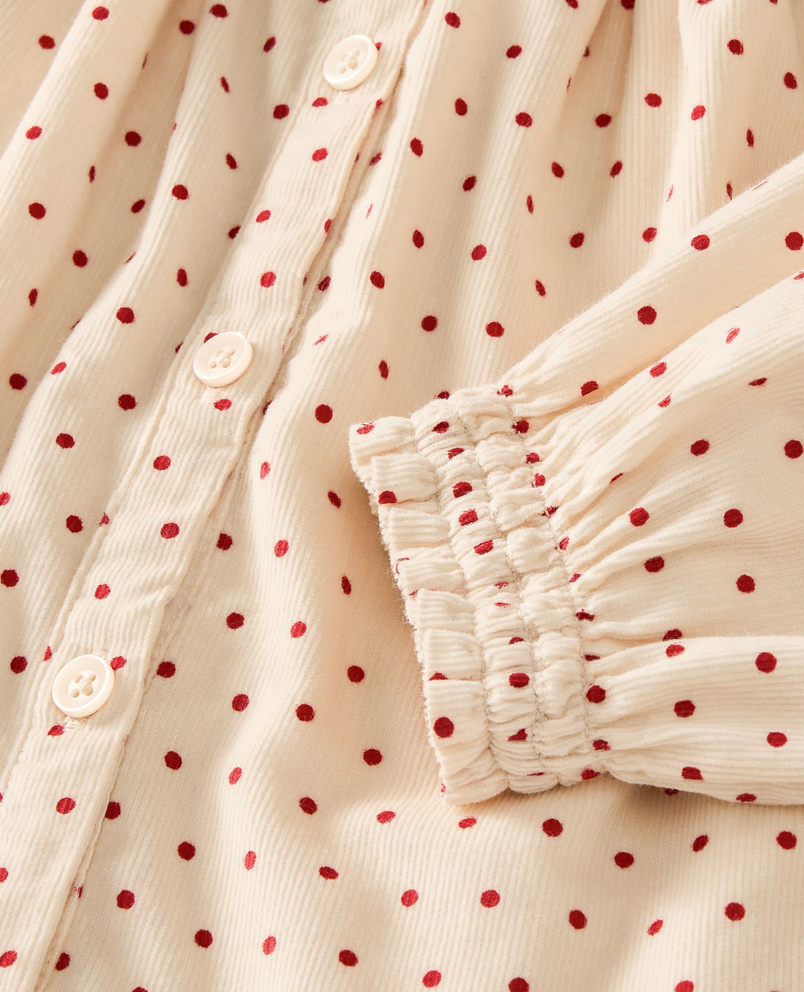 Corduroy Button Up Shirt in Tiny Dots on Lambs Wool - main