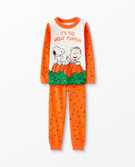 Peanuts Long John Pajamas In Organic Cotton in Orange Zest - main