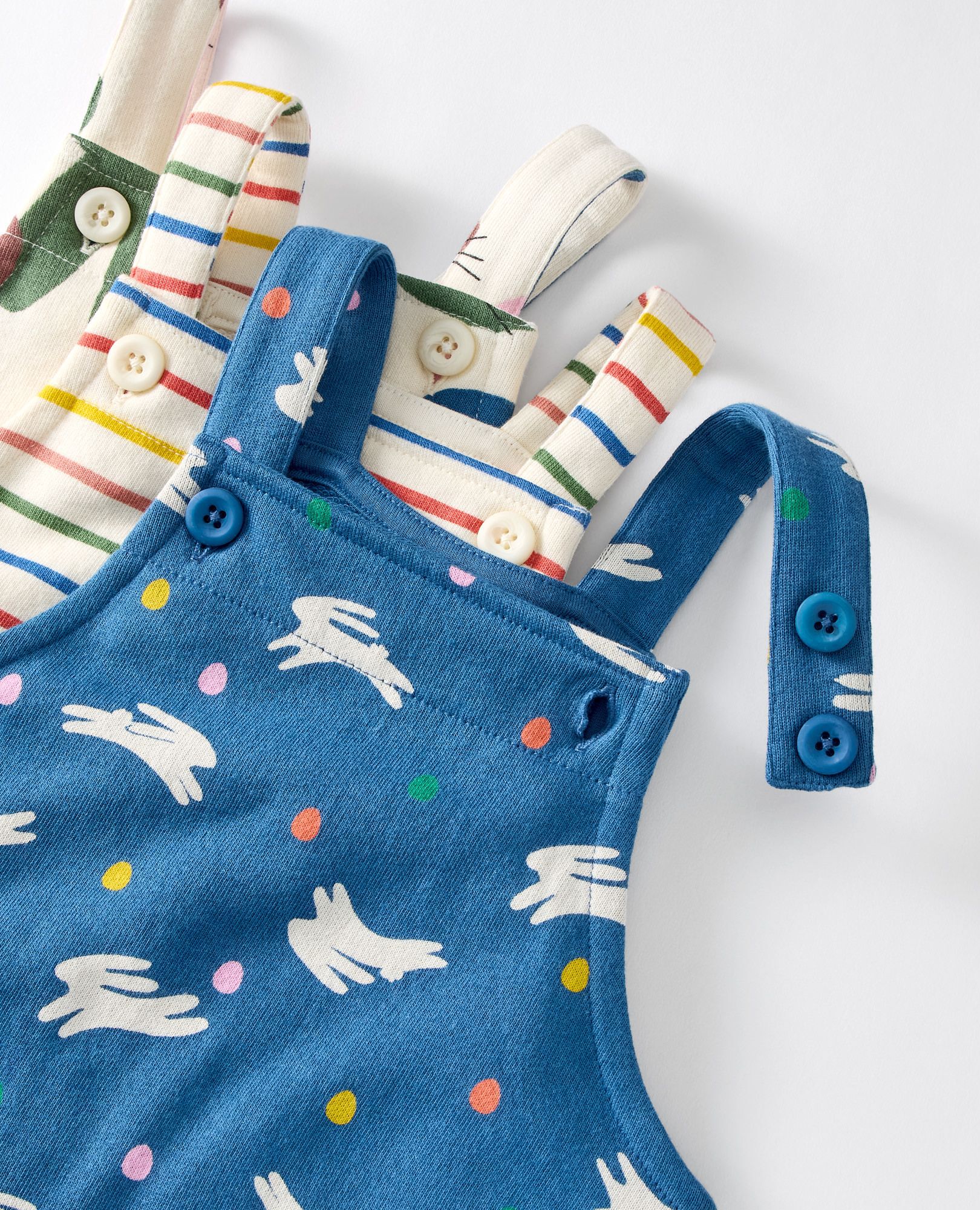 Baby Easter T-Shirt & French Terry Shortalls Set in Multi Bunnies - main